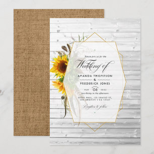 Invitation Tournesol rustique Mariage de la grange