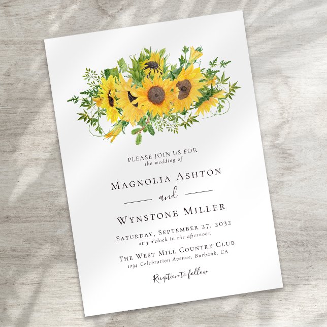 Invitation Tournesol rustique Mariage moderne (Créateur téléchargé)