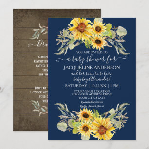 Invitation Tournesol Rustique Voie Bleue De La Marine Par Bab