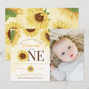 Invitation Tournesol sauvage mignonne tournant UNE 1ère fête 