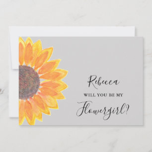 Invitation Tournesol, seras-tu ma demoiselle d'honneur grise