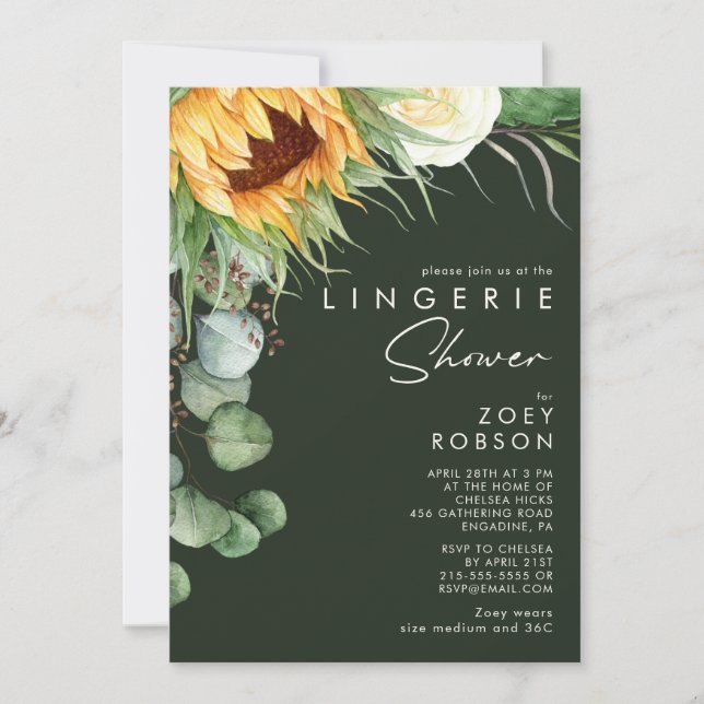 Invitation Tournesol Tournesol Vert foncé Douche Lingerie (Devant)