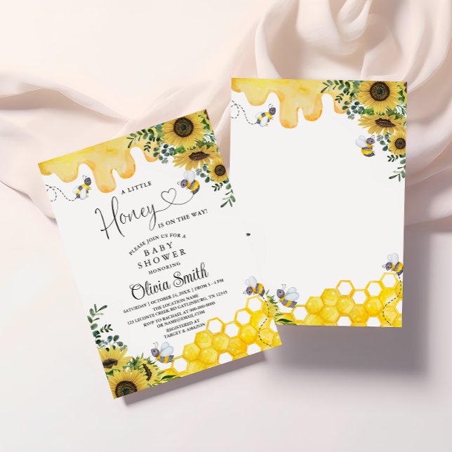 Invitation Tournesol un petit Baby shower d'abeille au miel (Créateur téléchargé)