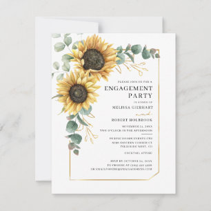 Invitation Tournesol Vert Fleur Parti d'engagement Floral