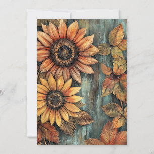 Invitation Tournesols Automne Feuilles Médias Mixtes