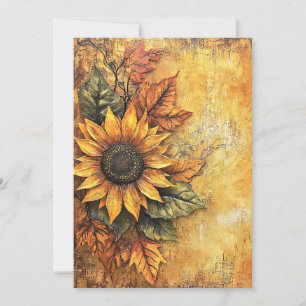Invitation Tournesols Automne Feuilles Médias Mixtes