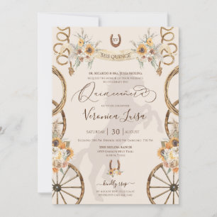 Invitation Tournesols Charro rustiques & Boho Floral Quinceañ