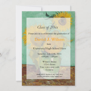 Invitation Tournesols d'art fin vintage diplômé