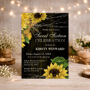 Invitation Tournesols d'automne rustiques Bois et lumières Do