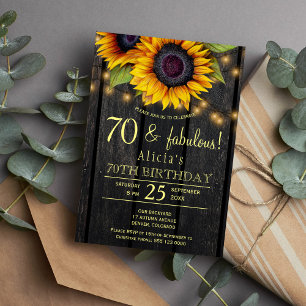 Invitation Tournesols dorés grange de campagne bois soixante-