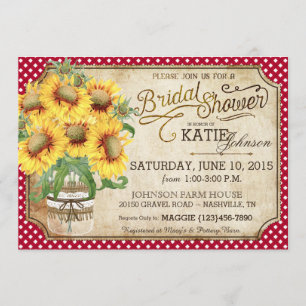 Invitation Tournesols En vichy Fête des mariées de pique-niqu