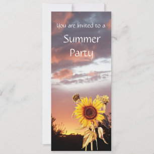 INVITATION TOURNESOLS ET COUCHER DE SOLEIL D'ÉTÉ FÊTE DE MARI