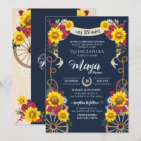 Tournesols et roses rouges Charra Quinceanera rust