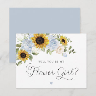 Invitation Tournesols Fleurs de Fille de Mariage Bleu Poussié