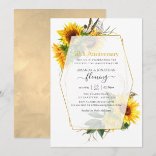 Invitation Tournesols Géométrique 50e Anniversaire de Mariage