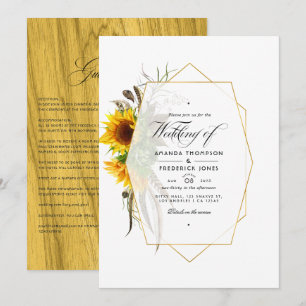 Invitation Tournesols Herbier Rustique Mariage Bohème