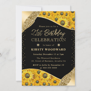 Invitation Tournesols Jaunes Mosaïque 21e Anniversaire