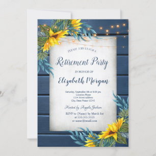 Invitation Tournesols, Lumières, Bois Bleu Marine Retraite