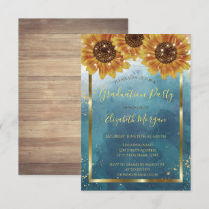 Invitation Tournesols, Lumières, Bois, Confettis Fête de Remi