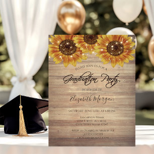 Invitation Tournesols, Lumières, Texture de Bois Fête de Remi