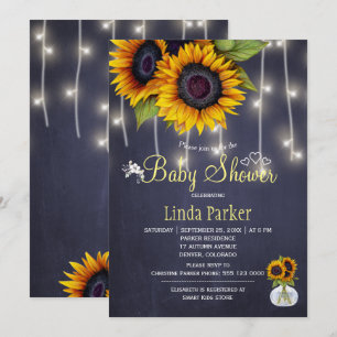 Invitation Tournesols marine tableau noir automne shower de b