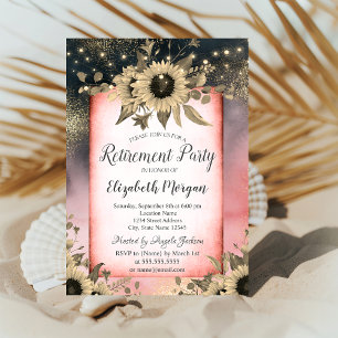 Invitation  Tournesols Or Aquarelle Retraite 