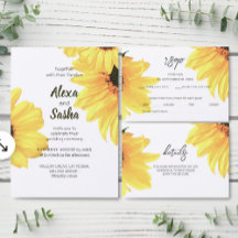 Tournesols Rustique Aquarelle Mariage minimaliste