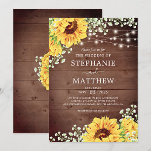 Invitation Tournesols rustiques Babys Mariage