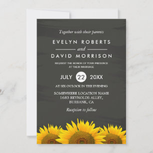 Invitation Tournesols rustiques Classy Chalkboard Mariage off