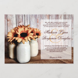 Invitation Tournesols rustiques de pot de maçon de pays