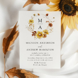 Invitation Tournesols rustiques et Mariage de monogramme Fleu