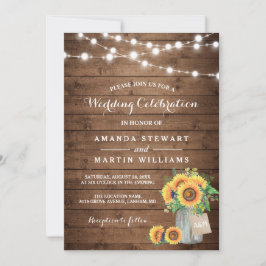 Invitation Tournesols rustiques Mason Jar String Mariage