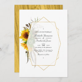 Invitation Tournesols rustiques QR Code RSVP Mariage bohème