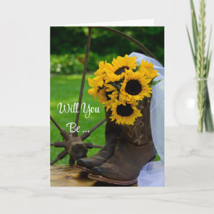 Invitation Tournesols Rustiques Serez-Vous Ma Femme D'Accueil