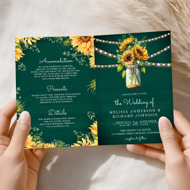 Invitation Tournesols Vert Turquoise Pot en Matière QR Code M (Créateur téléchargé)
