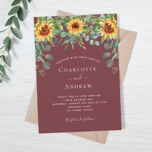 Invitation Tournesols vin rouge eucalyptus