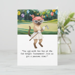 Invitation Tournoi d'anniversaire de Golfer Cat