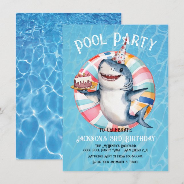 Invitation Tournoi d'anniversaire de la fête de la piscine de (Devant / Derrière)