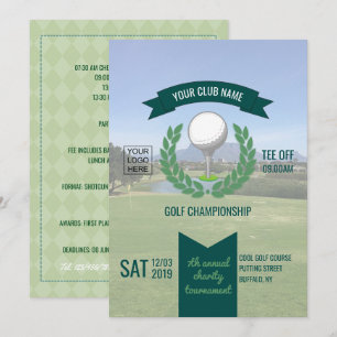 Invitation Tournoi de golf en club/d'entreprise, ajoutez phot