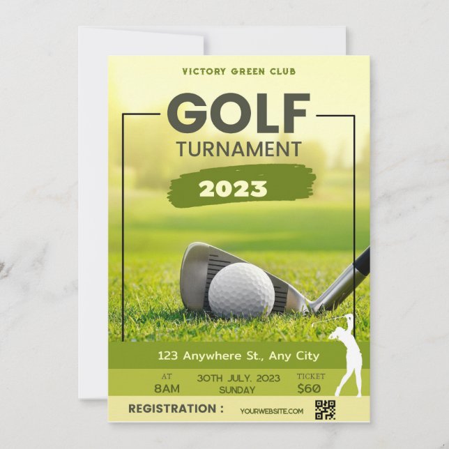 Invitation Tournoi de golf Personnaliser (Devant)