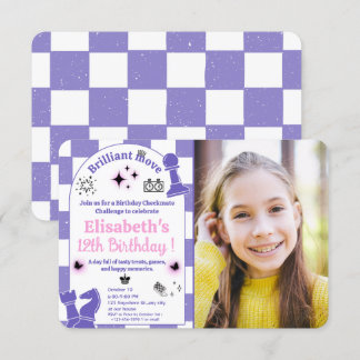 Invitation Tournoi D'Échecs Fête D'Anniversaire Pour Filles P
