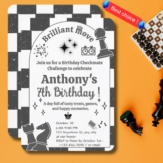 Invitation Tournoi d'échecs personnalisé Anniversaire pour le