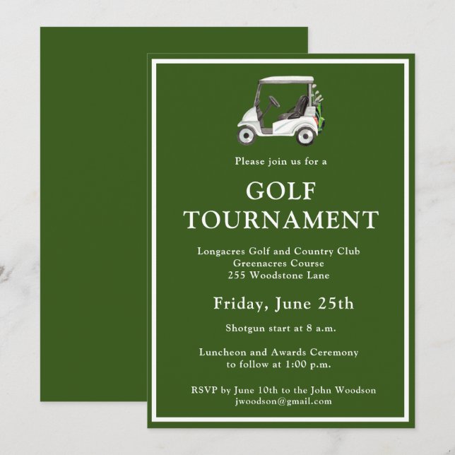 Invitation Tournoi d'entreprise de la Ligue de Golf (Devant / Derrière)