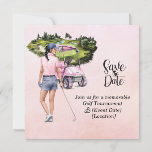 Invitation Tournoi féminin de golf Thème rose