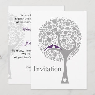 Invitation tourterelle mauve lovebirds mod mariage invite