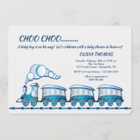 Tous à bord de l'invitation bleue de baby shower