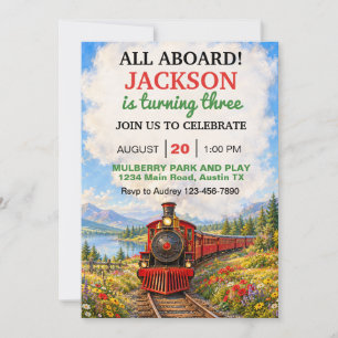 Invitation Tous à bord du train d'anniversaire