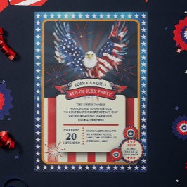 Invitation Tous les 4 Juillet américains - Fête de l'Indépend