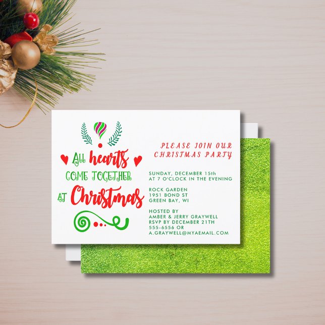 Invitation Tous Les Coeurs Se Réunissent Lors Des Fêtes De No (All Hearts Come Together At Christmas Holiday Invitation)