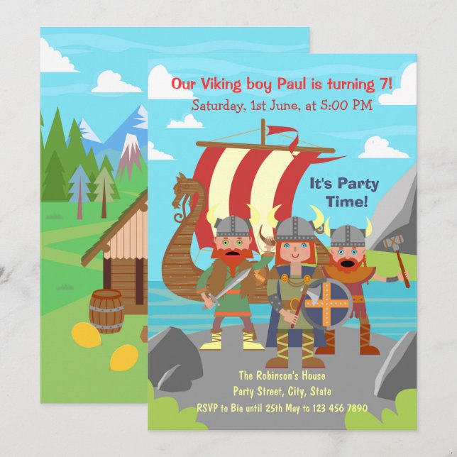 Invitation Tous les enfants vikings sont invités à une fête d (Devant / Derrière)